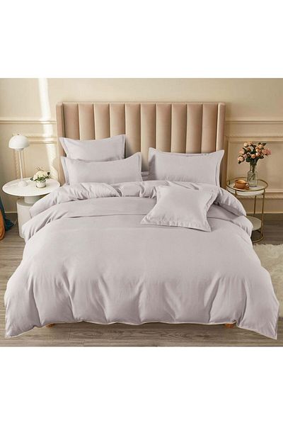 Lenjeria Pufoasa Double Bedding Set, 6 Pieces, Fitted Sheet 180x200cm, Light Grey