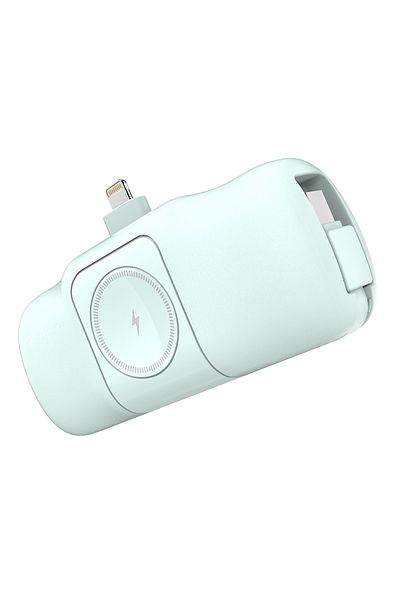 WOZINSKY Mini powerbank 5000mAh 15W iPhone Lightning i ładowarką do Apple Watch - zielony