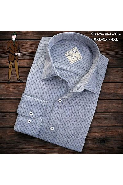 EREN STYLE Cămașă gri din in, clasică, 100% bumbac, cu mânecă lungă, anti-transpirație, cu o singură buzunar acoperit (model obișnuit)