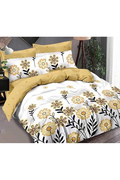 OEM Double Bedding Set, Finet, 6 pieces, Floral Print, 230x250cm, White-Yellow