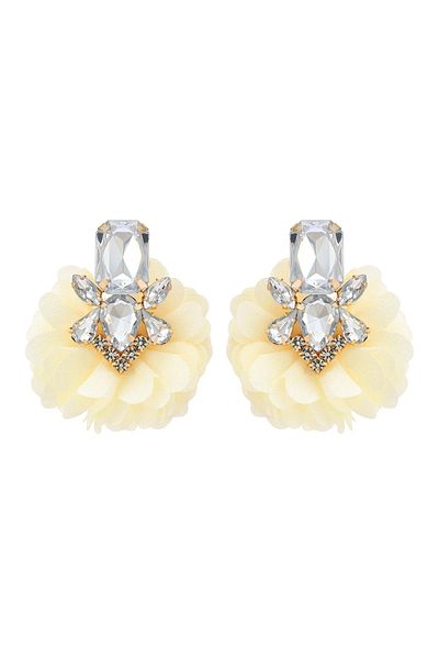 Eva Grace Julianne earrings, white, with gold frame and floral pattern - Floral Paradise Collection