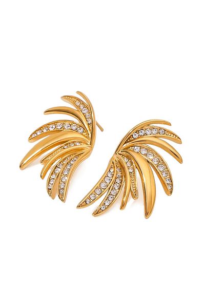 Eva Grace Florence earrings, gold, made of 18K gold-plated stainless steel, in the shape of wings