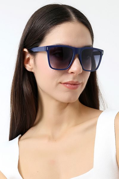 Lozzo Unisex Square Navy Blue Gradient Uv400 Sunglasses 23041 C33