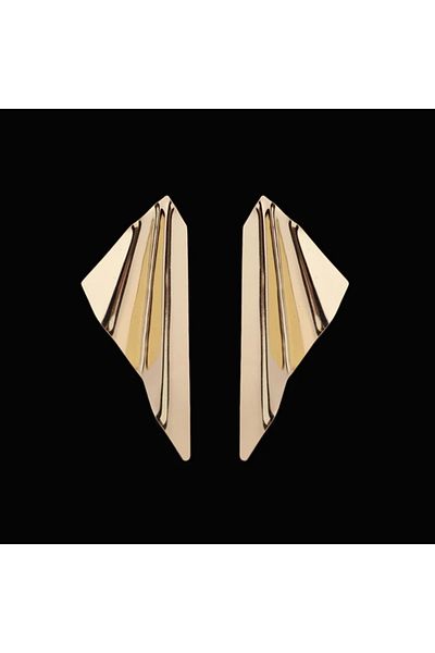 Eva Grace Everly earrings, gold, long, with geometric pattern - Glamour Collection