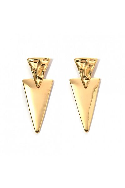 Eva Grace Enid earrings, gold, stainless steel, with triangular pattern