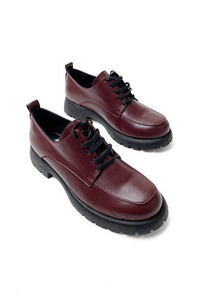 RABU Bordo Kadın Hakiki Deri Rahat Kalıp Oxford