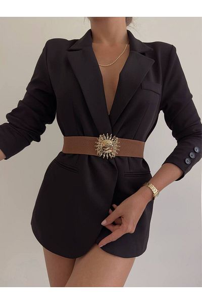 FioriModa Elastic Women's Belt with Snap Buckle, Jacket Belt, Shirt Belt, Dress Belt