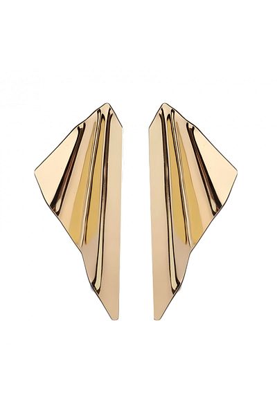 Eva Grace Everly earrings, gold, long, with geometric pattern - Glamour Collection