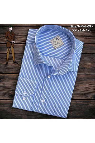 EREN STYLE Cămașă albastră din in, clasică, 100% bumbac, cu mânecă lungă, anti-transpirație, cu o singură buzunar (model obișnuit)