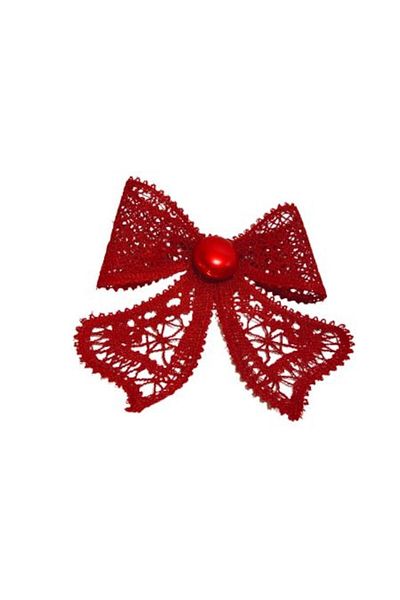 ARIALE Clama de par Ariale, accesorizata cu funda din broderie, rosu