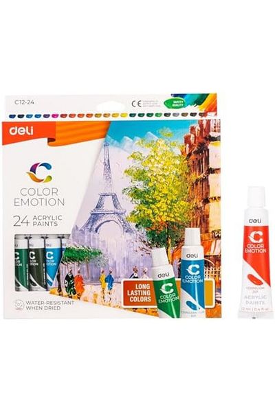 Deli Acrylic Colors 24 Colors, 12ml. (EC12-24)
