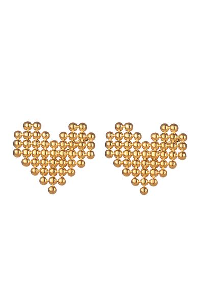 Eva Grace Nida earrings, gold, stainless steel, heart-shaped