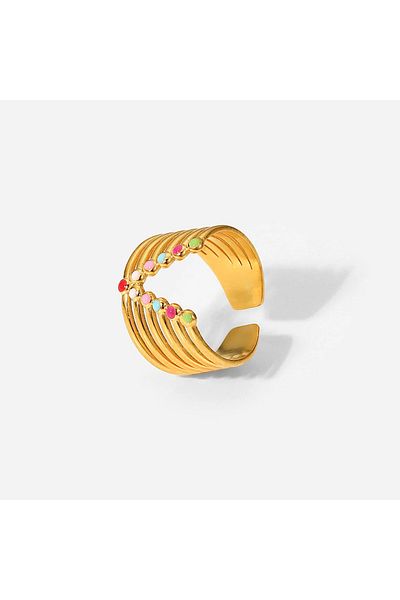 Eva Grace Alena ring, gold, stainless steel, V-shaped, adjustable