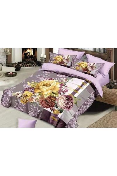 OEM Double Bed Bedset, Velvet, 6 Pieces, 2 Persons, Purple Multicolor, M1, 230x250 cm
