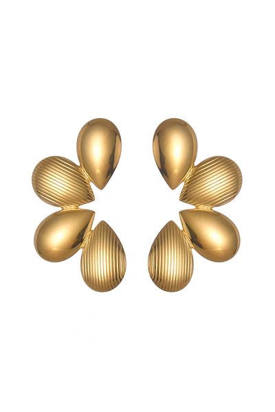 Eva Grace Avis earrings, gold, stainless steel, with floral pattern