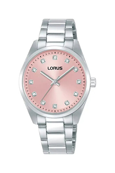 Lorus Rg325Xx9 Quartz Steel Grey Pink Dial 32mm Women Wrist Watch