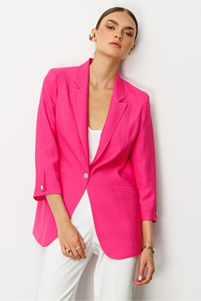 Moda İlgi Modailgi Duble Truvakar Kol Yarım Astarlı Rahat Kesim Ceket Fuşya