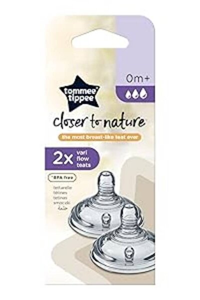 tommee tippee حلمات بتدفق بطيء من كلوسر تو نيتشر للأطفال من عمر 0 أشهر فما فوق، قطعتان