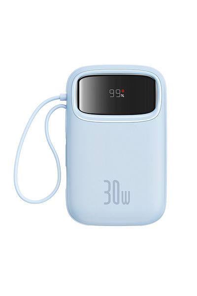 Baseus Baterie externă QPow 2 30W 10000mAh cu cablu USB-C încorporat - Albastră