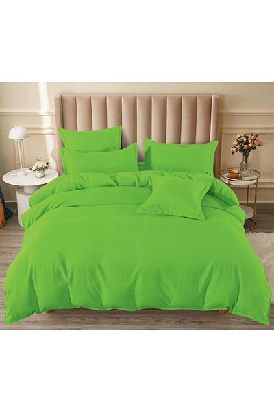 Pucioasa Double Bed Linen, Pucioasa, Uni, 6 pieces, 180x200cm, Finet Satin, Lime Green
