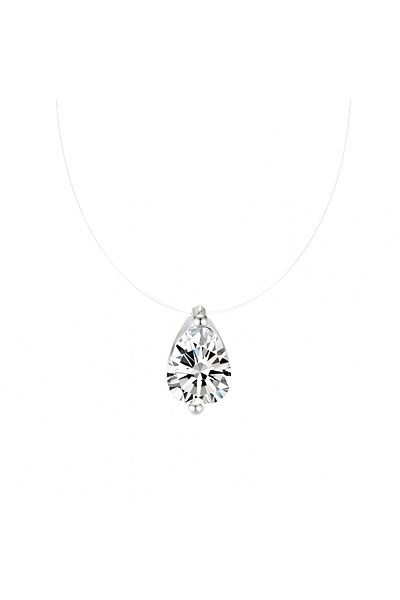 Eva Grace Elsi necklace, with transparent thread and silver teardrop pendant