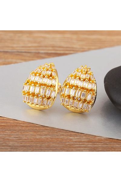 Eva Grace Beverly earrings, gold, with zirconia, teardrop-shaped - Boheme Collection