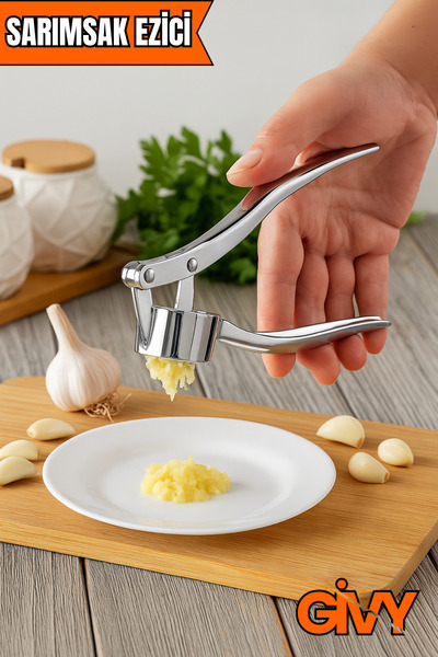 GİVY مطحنة ثوم من الفولاذ المقاوم للصدأ بنسبة 100% من بايسا |   جهاز طحن الثوم المتين |   أداة مطبخ عملية