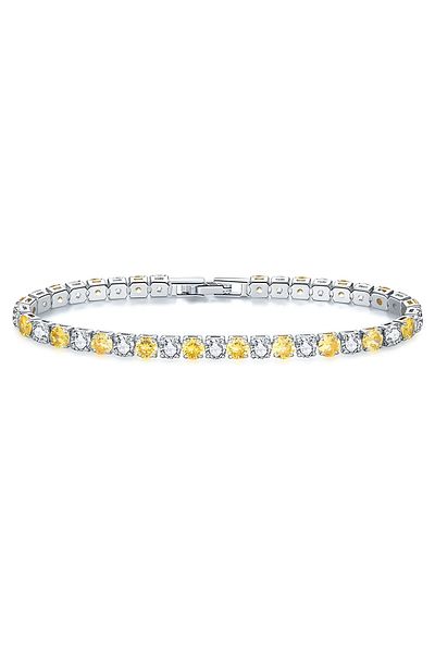 Eva Grace Mindy tennis bracelet, silver, with yellow and silver zirconia stones