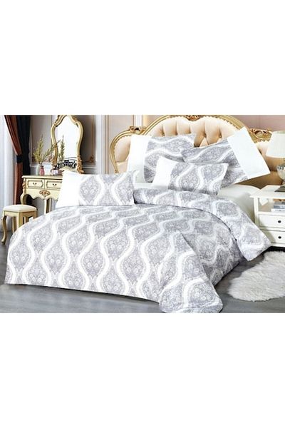 OEM Double Bed Linen, Velvet, 6 Pieces, 2 Persons, Solid Color, 230x250cm, White