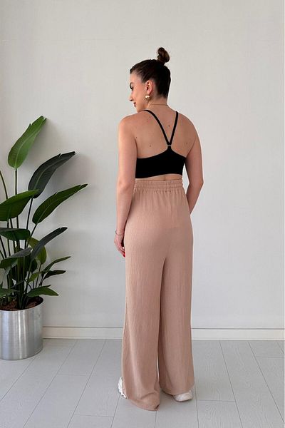 MaziButik Seersucker Pants Beige