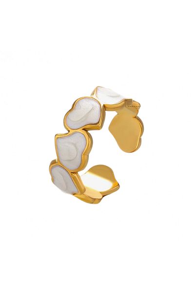 Eva Grace Dara ring, gold, stainless steel, with heart pattern, adjustable