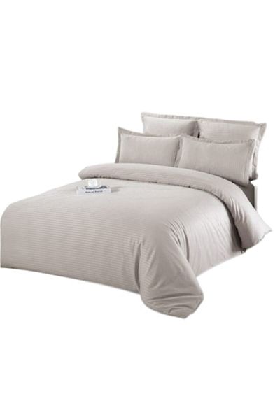 OEM Lenjerie de pat dublu, Damasc, 6 piese, 2 persoane, 200x230cm, Gri Cenusiu