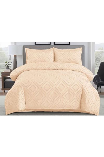 OEM Lenjerie de pat, Grofat M4, Uni, 4 piese, 2 persoane, 230x250cm, Bej