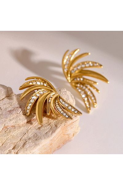 Eva Grace Florence earrings, gold, made of 18K gold-plated stainless steel, in the shape of wings