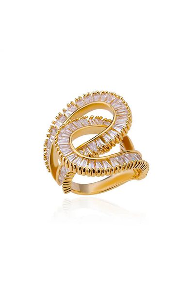 Eva Grace Faye ring, gold, 18K gold-plated stainless steel, adjustable - Glamour Collection