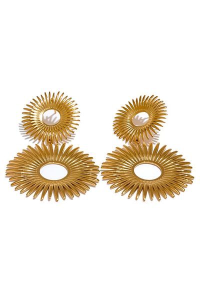 Eva Grace Nastassia earrings, gold, made of 18K gold-plated stainless steel, hoop model - Glamour Collection