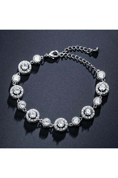 Eva Grace Inez bracelet, silver, decorated with round zirconia stones - Celebration Collection