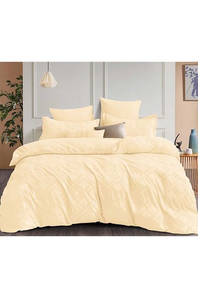 Pucioasa Double Bed Sheet, Velvet Jacquard Grofat Lux M4, Pucioasa, 6 pieces, 2 persons, Uni, 245x250cm, Crea