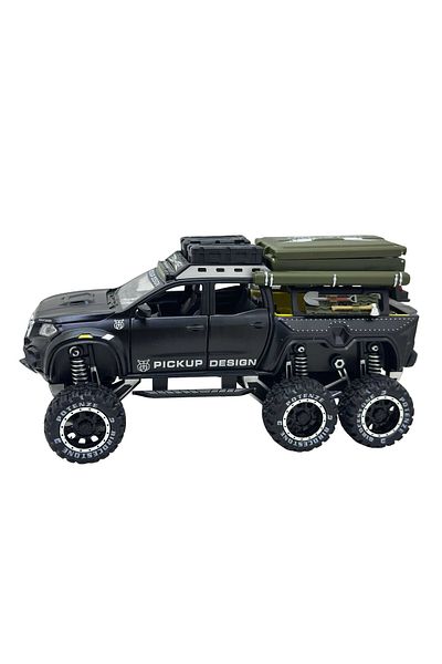 JPT Macheta Mercedes Pickup 6x6 1/24 replica metal cu sunet, lumini, negru