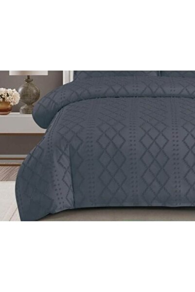 OEM Lenjerie de pat, Grofat M3, Uni, 4 piese, 2 persoane, 230x250cm, Gri