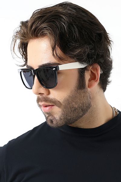 Lozzo Unisex Wayfare Black-White Polarized Sunglasses 23045-3 C0220 P