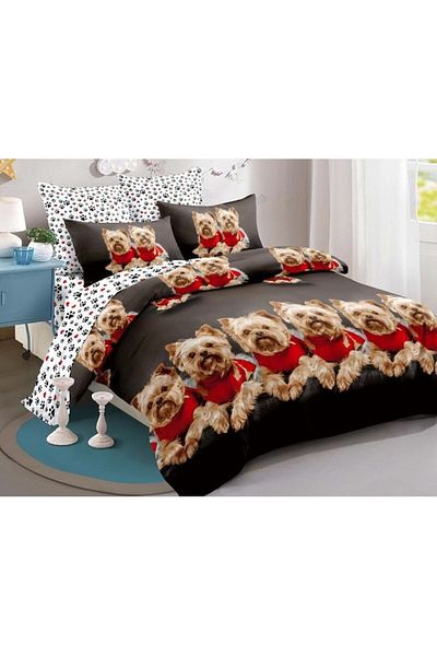 OEM Double Bed Linen, Spring, Finet, 6 pieces, Dog Print, 230x250cm