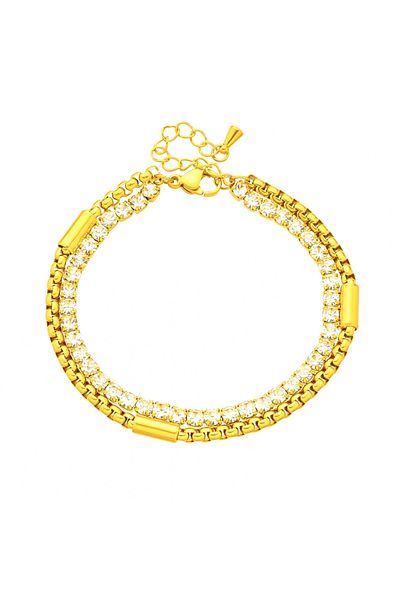 Eva Grace Nellie bracelet, gold, with zirconia, made of 18K gold-plated stainless steel
