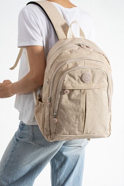 KASVA DERİ School Bag New Season Unisex Backpack Multi-Eye Water Resistant Crinkle Fabric Bag