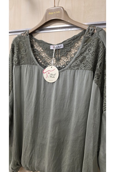 Park Moda Ιταλική μεταξωτή μπλούζα με δαντέλα πεταλούδα