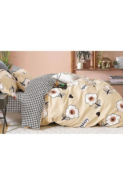 OEM Double Bed Linen, Talo, Finet, 6 Pieces, 2 Persons, Beige Floral Print, 230x245cm