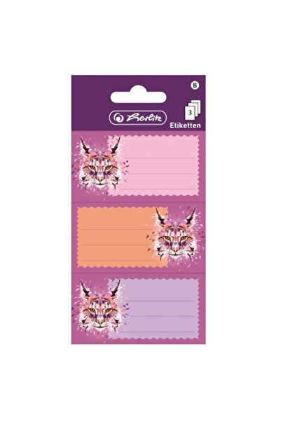 Herlitz School Labels Wild Animals Lynx, Color Multicolor, Material Paper, Size 8x12,5cm, Set 3x3 Sheets