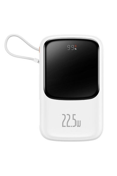 Baseus Baterie externă cu încărcare rapidă 10000mAh 22.5W QC-PD-SCP-FCP cablu USB-C alb