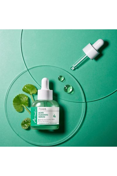 Ariul Serum 7Days tratament acnee si cosuri 30.5% cica solution + BHA & tea tree, 20 ml