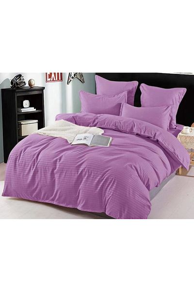OEM Double Bed Sheet, Sonia-Home, Finet Damask Type, Solid Color, 6 Pieces, 220x240cm, Purple